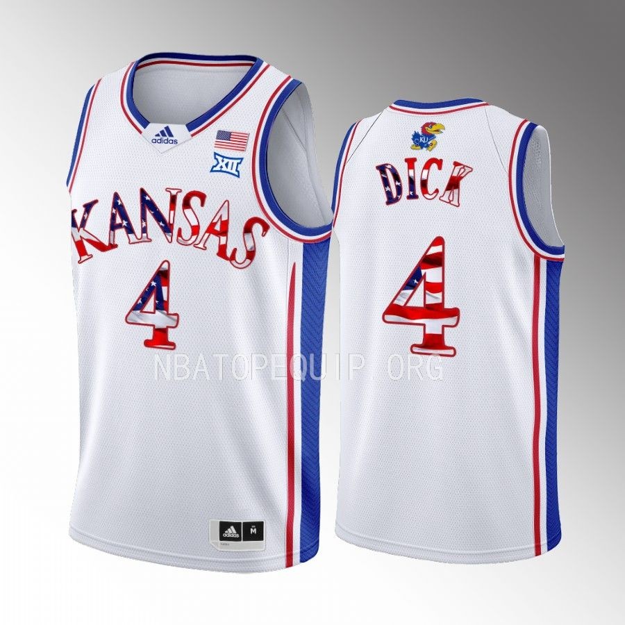 Gradey Dick 2023 Stars and Stripes Kansas Jayhawks #4 White Jersey