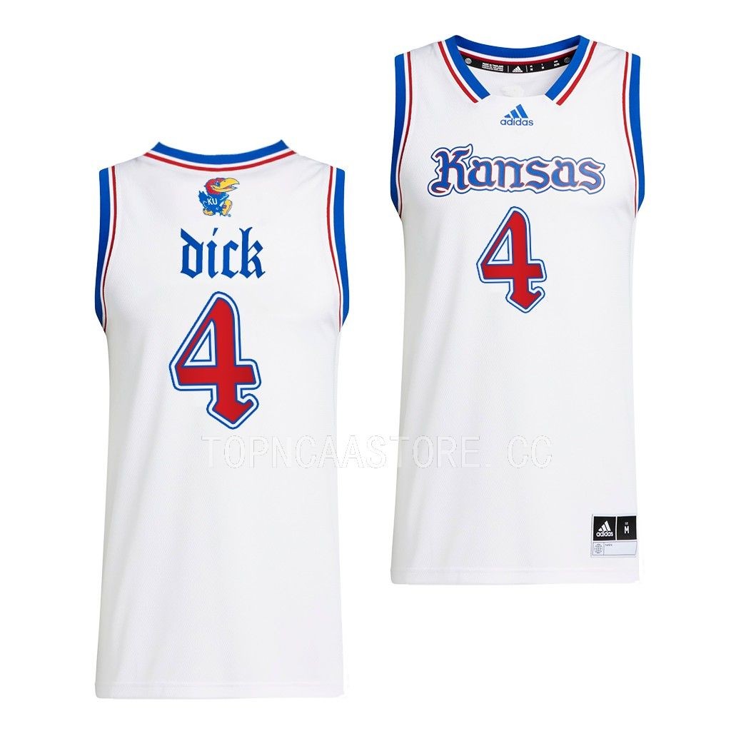 Gradey Dick Kansas Jayhawks #4 White Swingman Jersey 2022-23