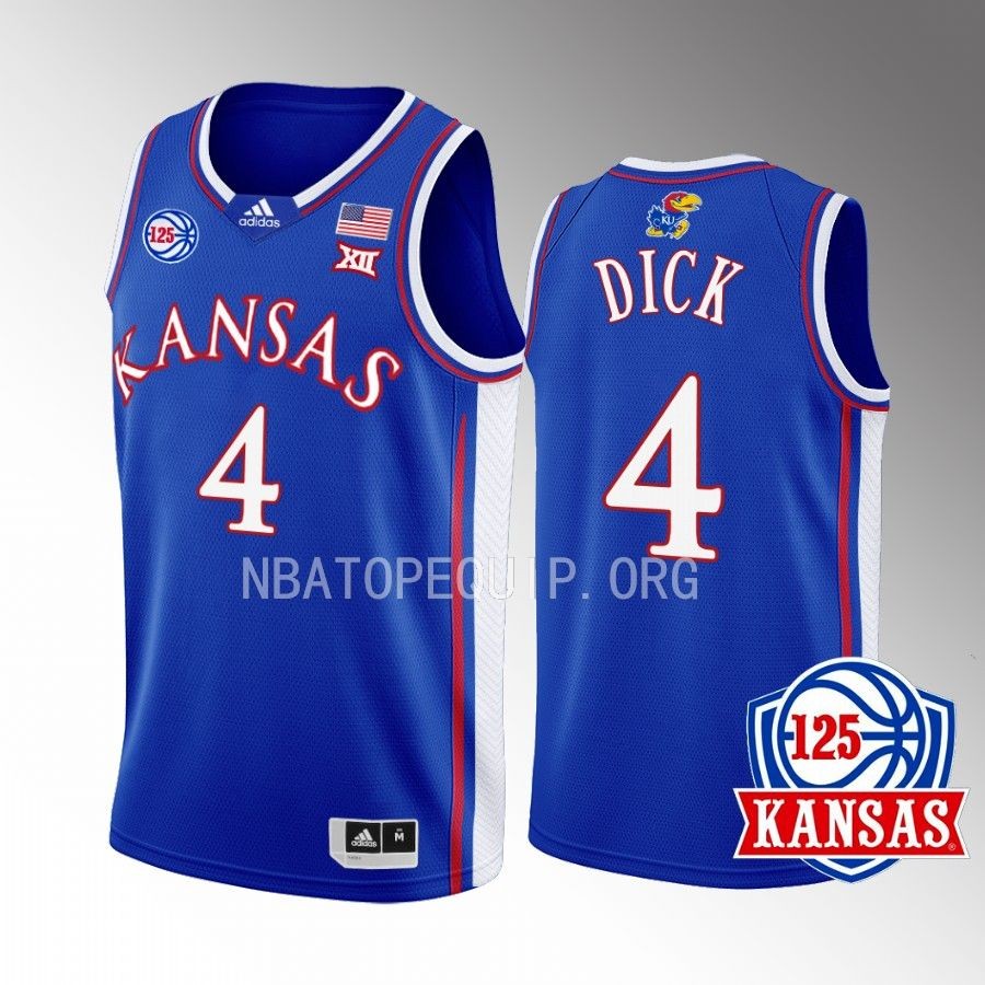 Gradey Dick Kansas Jayhawks Blue Jersey 2022-23 125th Anniversary Away