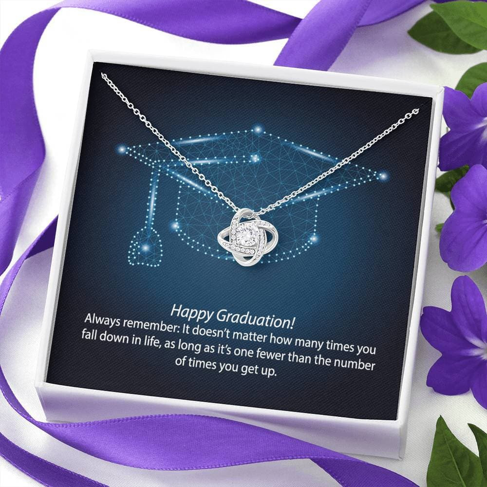 Graduation Always Get Up Love Knot Necklace