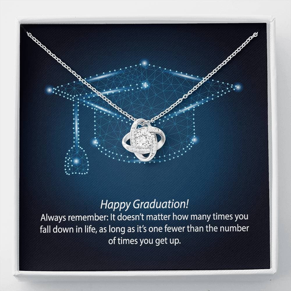 Graduation Always Get Up Love Knot Necklace