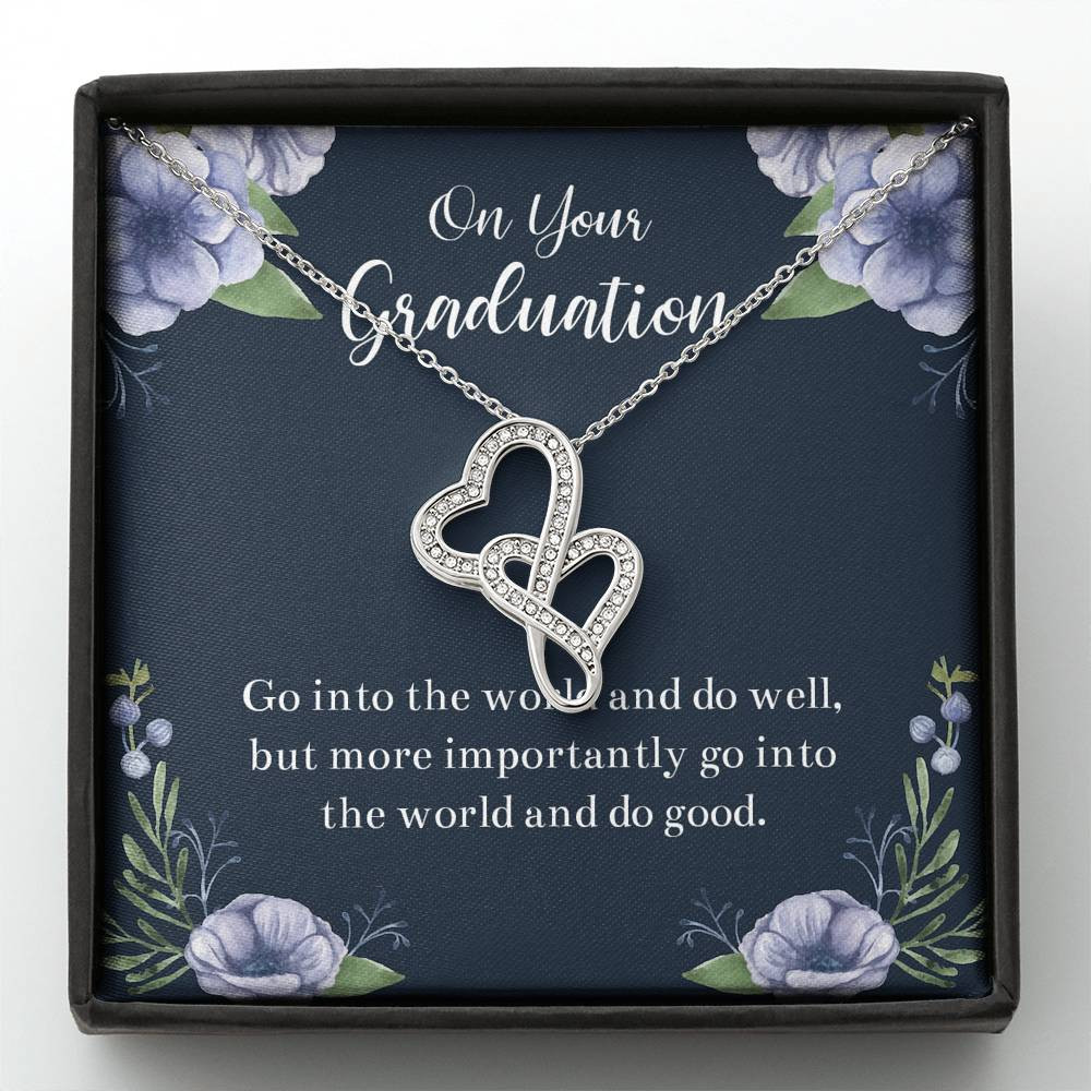 Graduation Gifts, Go Into The World, Double Heart Necklace For Women, College Preschool High School Graduation Present