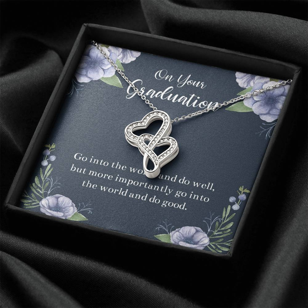 Graduation Gifts, Go Into The World, Double Heart Necklace For Women, College Preschool High School Graduation Present