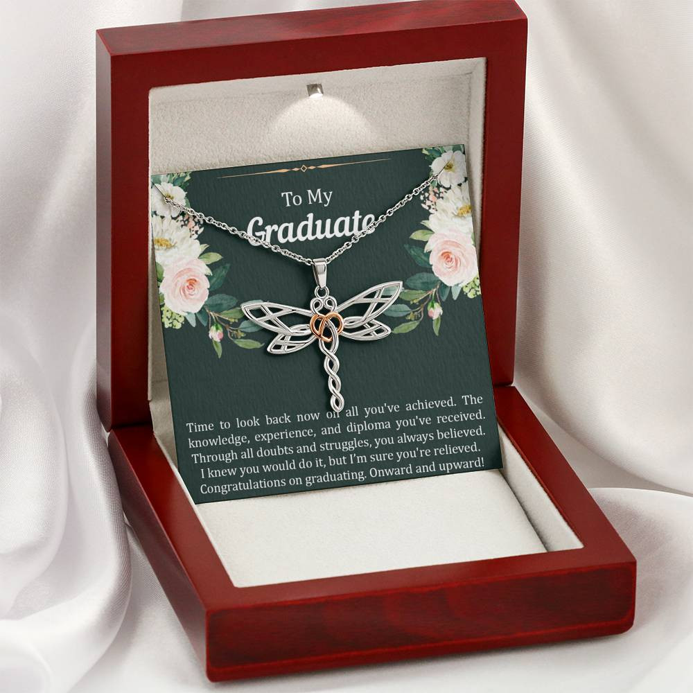 Graduation Gifts, Onward and Upward, Dragonfly Necklace For Women, College Preschool High School Graduation Present