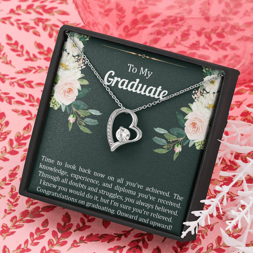 Graduation Gifts, Onward and Upward, Forever Love Heart Necklace For Women, College Preschool High School Graduation Present