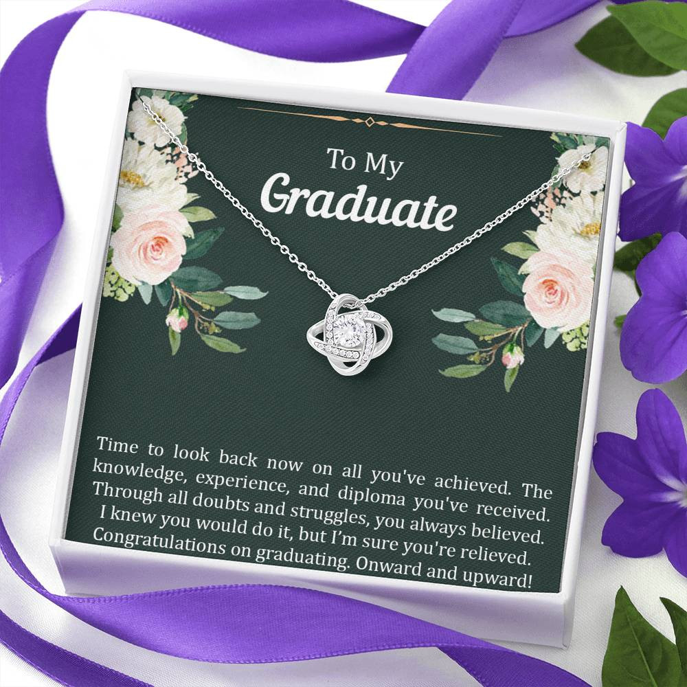 Graduation Gifts, Onward and Upward, Love Knot Necklace For Women, College Preschool High School Graduation Present