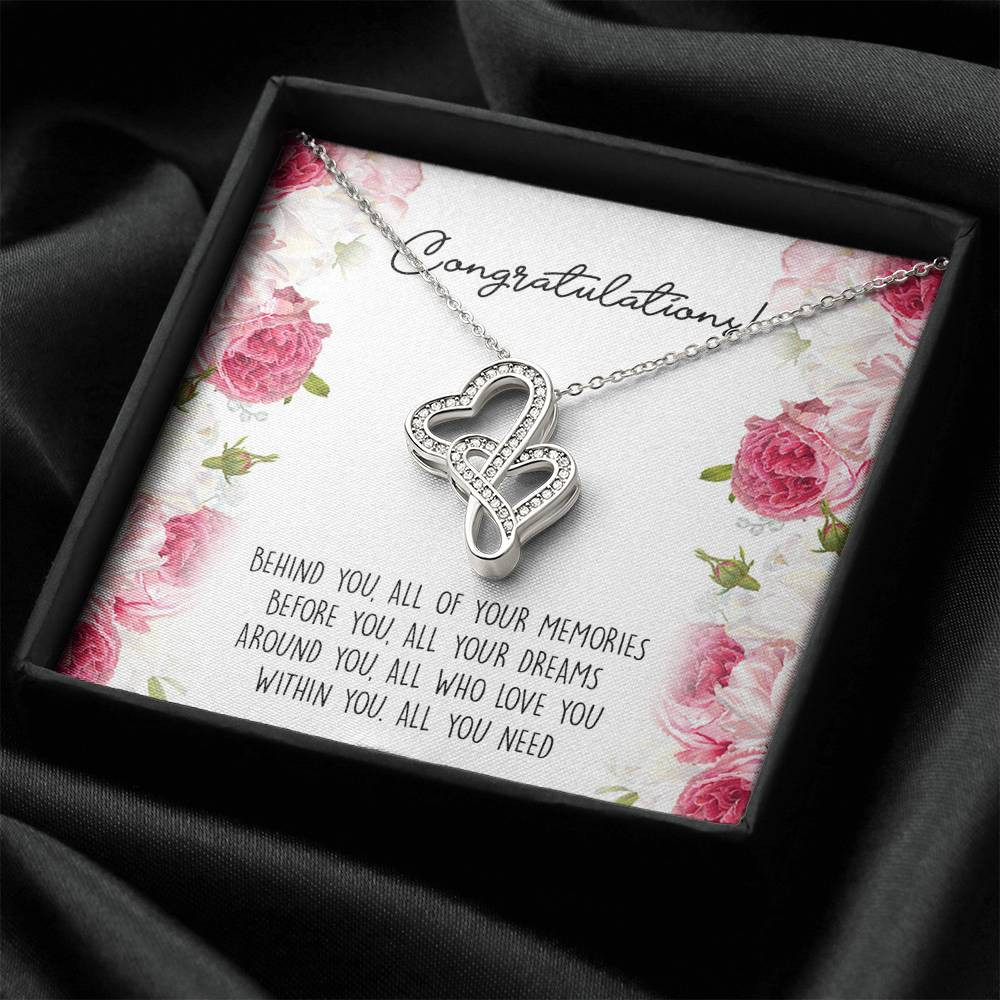 Graduation Gifts, Within You, Double Heart Necklace For Women, College Preschool High School Graduation Present