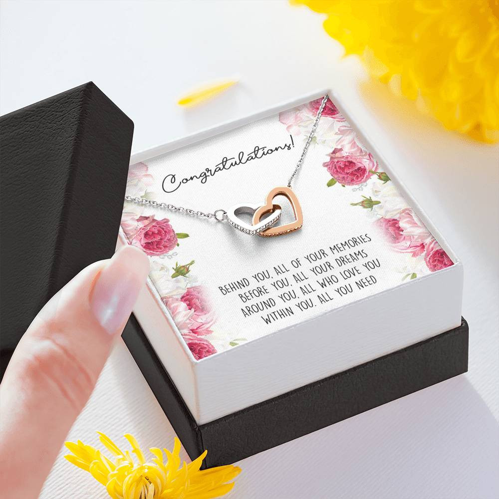 Graduation Gifts, Within You, Interlocking Heart Necklace For Women, College Preschool High School Graduation Present