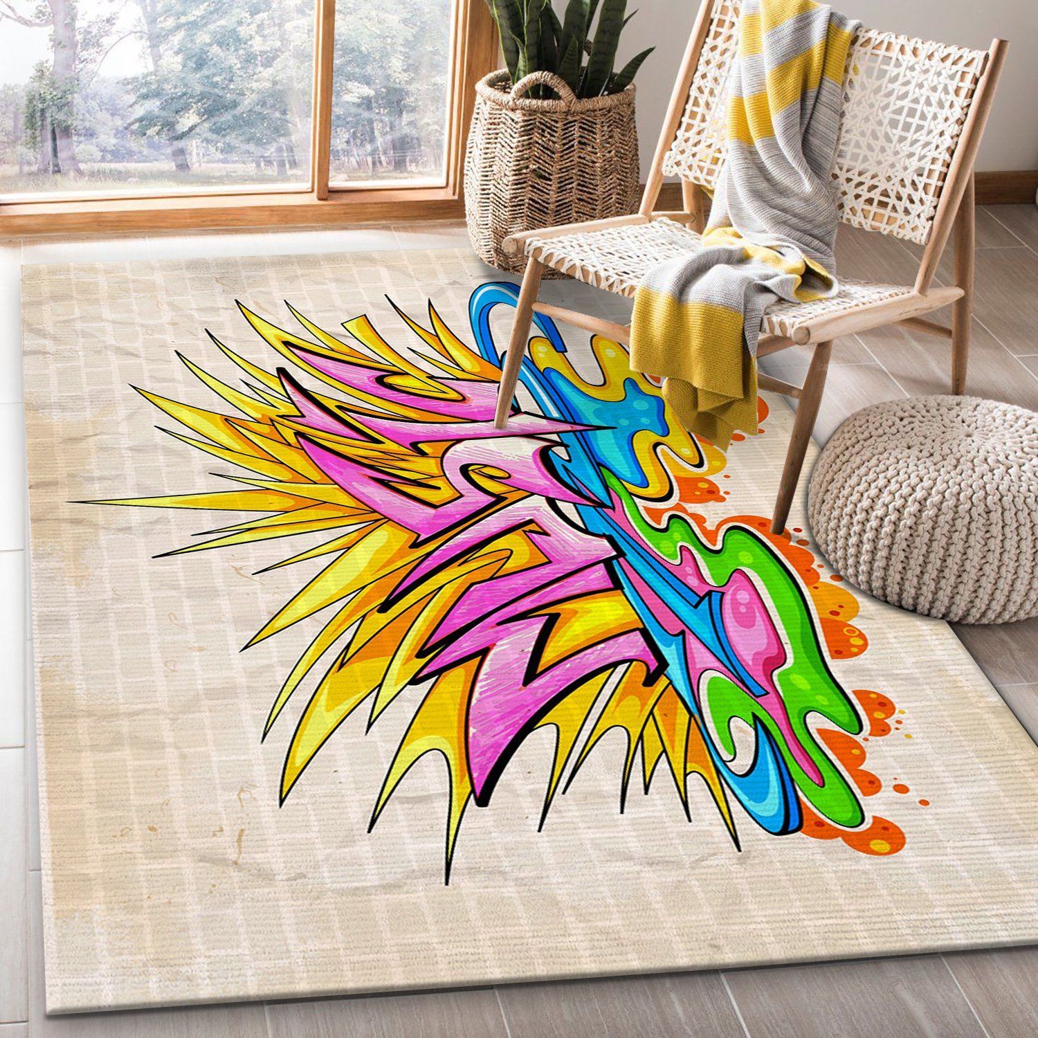 Graffiti Music Rectangle Rug – Custom Size And Printing