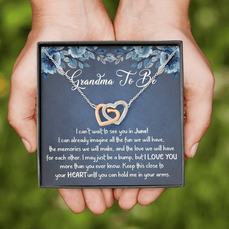 Grandma to be Interlocking Heart Necklace Grandma To Be Gift,  Mother’s Day for Future Grandma Necklace Expecting Grandma Gift, Pregnancy