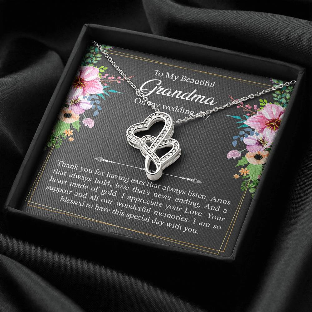 Grandmother of the Bride Gifts, I Am So Blessed, Double Heart Necklace For Women, Wedding Day Thank You Ideas From Bride
