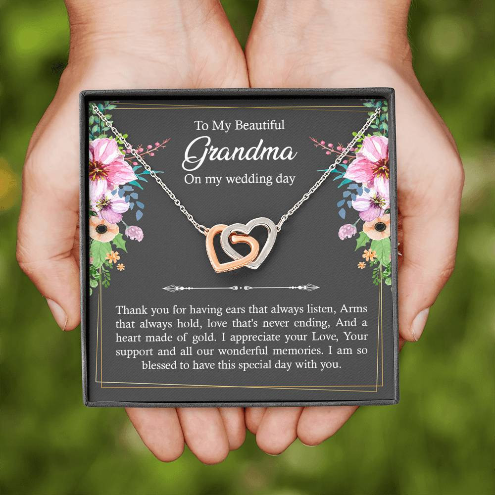 Grandmother of the Bride Gifts, I Am So Blessed, Interlocking Heart Necklace For Women, Wedding Day Thank You Ideas From Bride