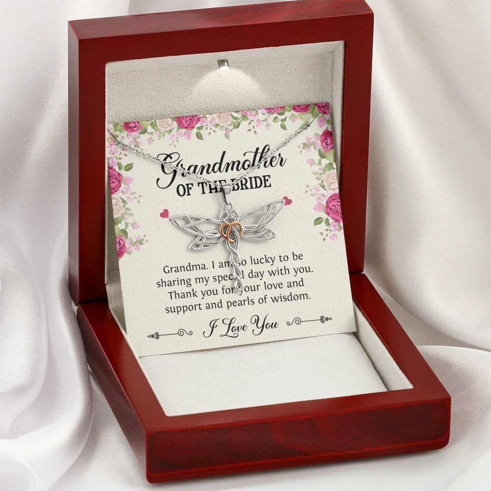 Grandmother of the Bride Gifts, I Am So Lucky, Dragonfly Necklace For Women, Wedding Day Thank You Ideas From Bride