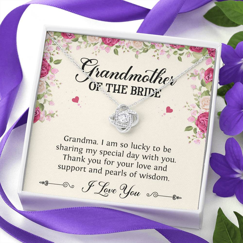 Grandmother of the Bride Gifts, I Am So Lucky, Love Knot Necklace For Women, Wedding Day Thank You Ideas From Bride