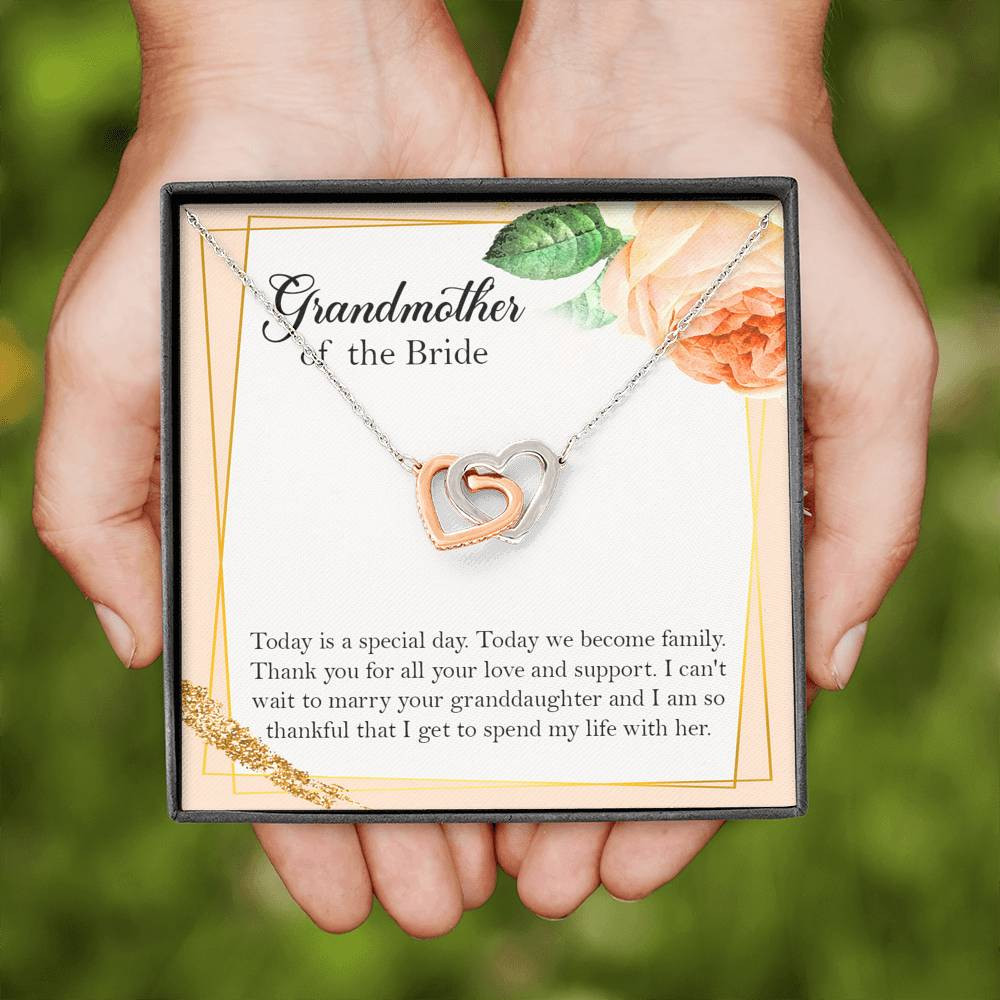 Grandmother of the Bride Gifts, Today Is A Special Day, Interlocking Heart Necklace For Women, Wedding Day Thank You Ideas From Groom