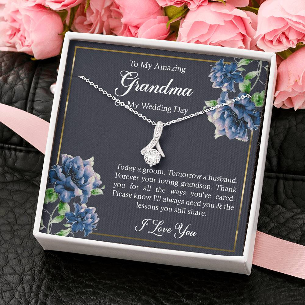 Grandmother of the Groom Gifts, Forever Your Grandson, Alluring Beauty Necklace For Women, Wedding Day Thank You Ideas From Groom