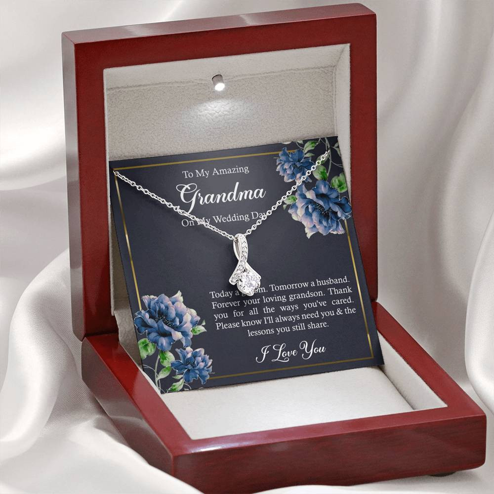 Grandmother of the Groom Gifts, Forever Your Grandson, Alluring Beauty Necklace For Women, Wedding Day Thank You Ideas From Groom