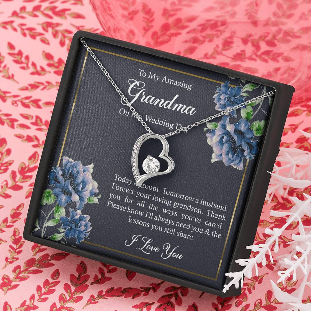 Grandmother of the Groom Gifts, Forever Your Grandson, Forever Love Heart Necklace For Women, Wedding Day Thank You Ideas From Groom