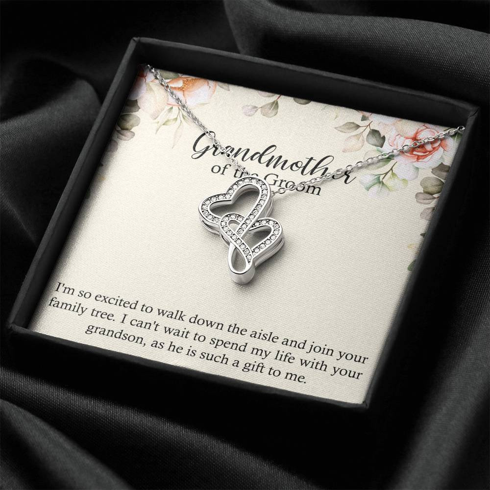 Grandmother of the Groom Gifts, Spend Life With Your Grandson, Double Heart Necklace For Women, Wedding Day Thank You Ideas From Bride
