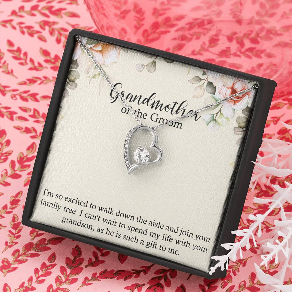 Grandmother of the Groom Gifts, Spend Life With Your Grandson, Forever Love Heart Necklace For Women, Wedding Day Thank You Ideas From Bride