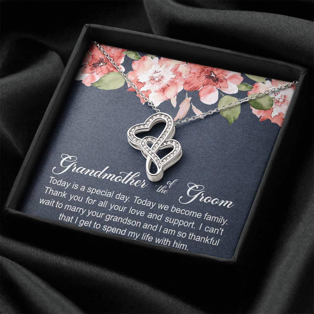 Grandmother of the Groom Gifts, Today Is A Special Day, Double Heart Necklace For Women, Wedding Day Thank You Ideas From Bride