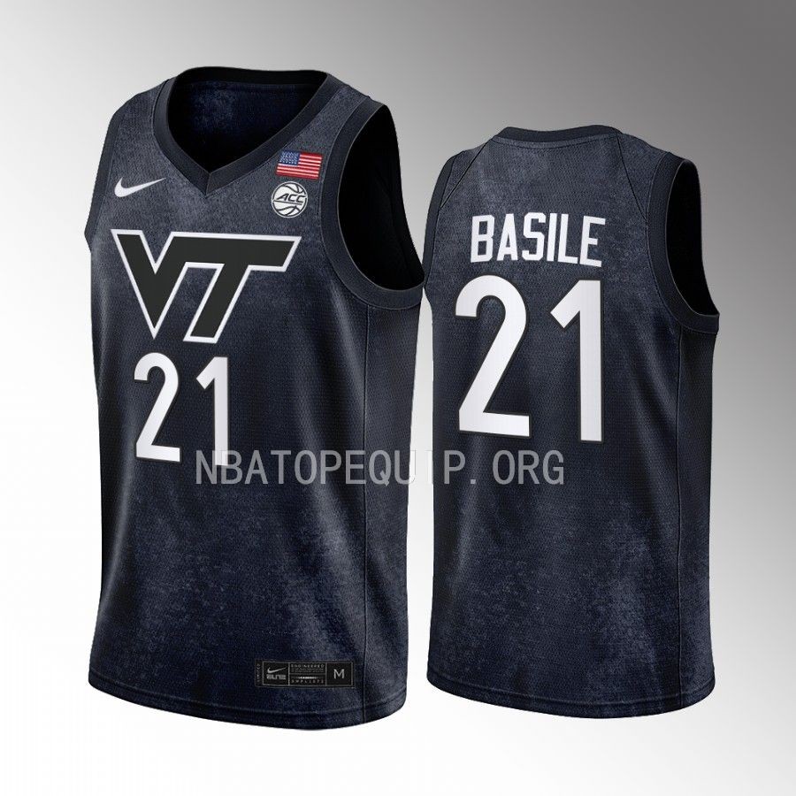 Grant Basile Virginia Tech Hokies Black Jersey 2022-23 College Swingman