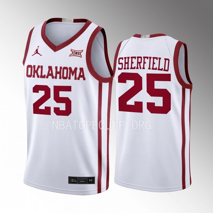 Grant Sherfield Oklahoma Sooners White Jersey 2022-23 College Home