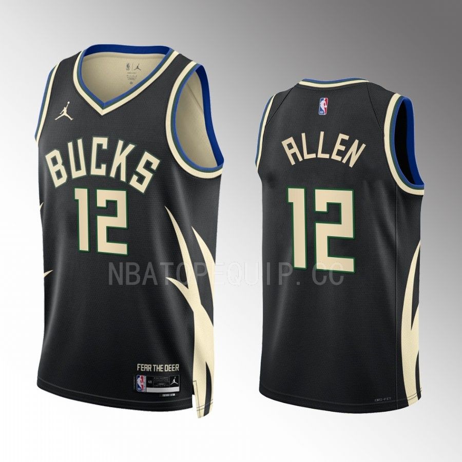 Grayson Allen 2022-23 Milwaukee Bucks Black #12 Statement Edition Jersey Swingman