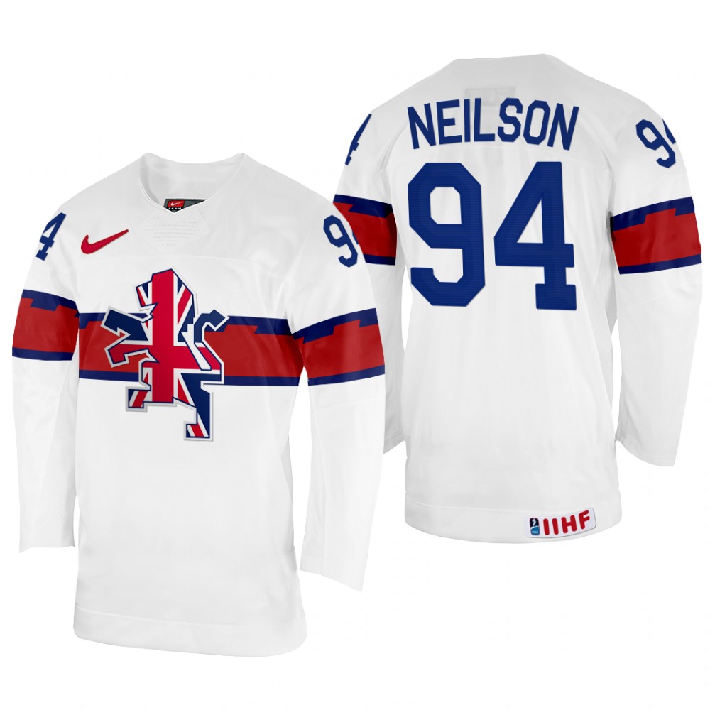 Great Britain Cade Neilson 2022 IIHF World Championship White #94 Jersey Home