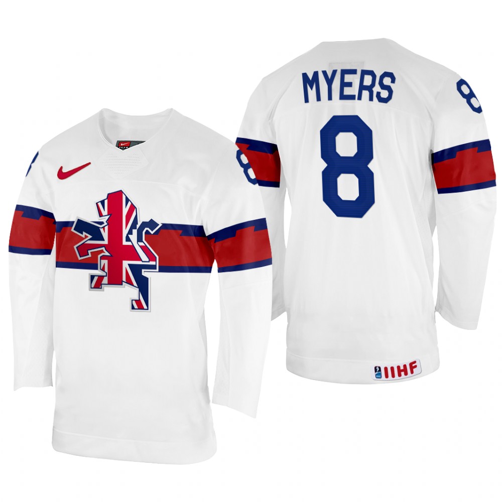 Great Britain Matthew Myers 2022 IIHF World Championship White #8 Jersey Home
