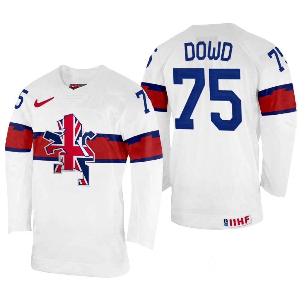 Great Britain Robert Dowd 2022 IIHF World Championship White #75 Jersey Home