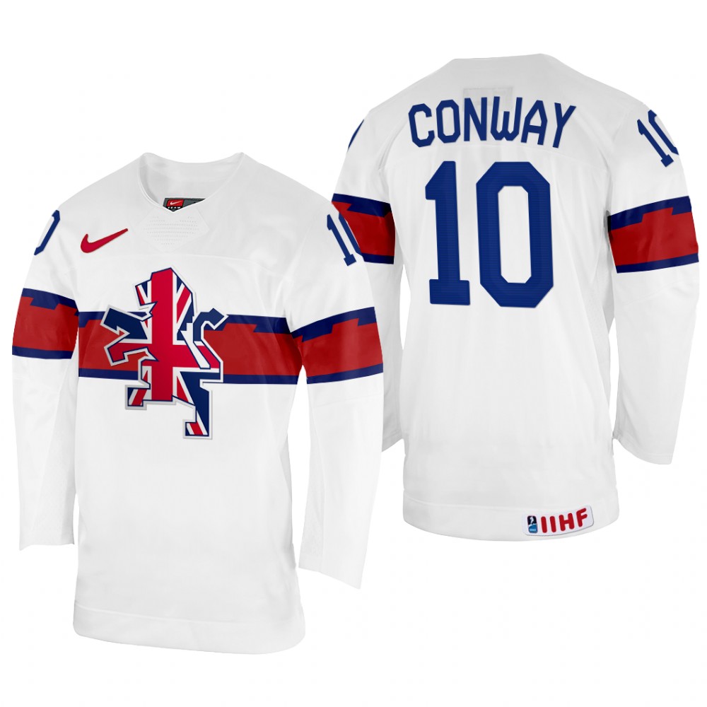 Great Britain Scott Conway 2022 IIHF World Championship White #10 Jersey Home