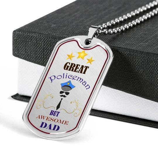 Great Policeman Dog Tag Pendant Necklace Gift For Dad