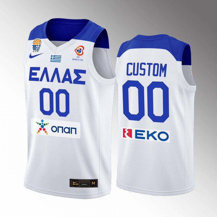 Greece Team #00 custom FIBA World Cup 2022 Home Men Jersey White