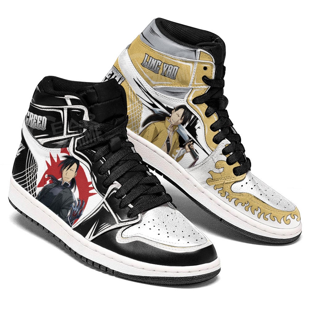 Greed and Ling Yao JD1s Sneakers Fullmetal Alchemist Anime Shoes, Air Jordan Hightop