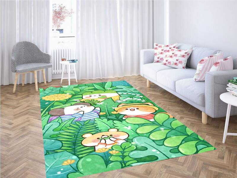 Green Animal Wallpaper Carpet Rectangle Rug