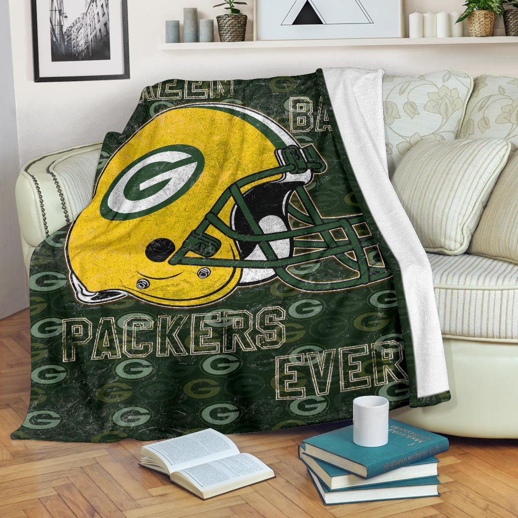 Green Bay American Football Packers Packers Ever Yellow Vintage G Helmet Fleece Blankets