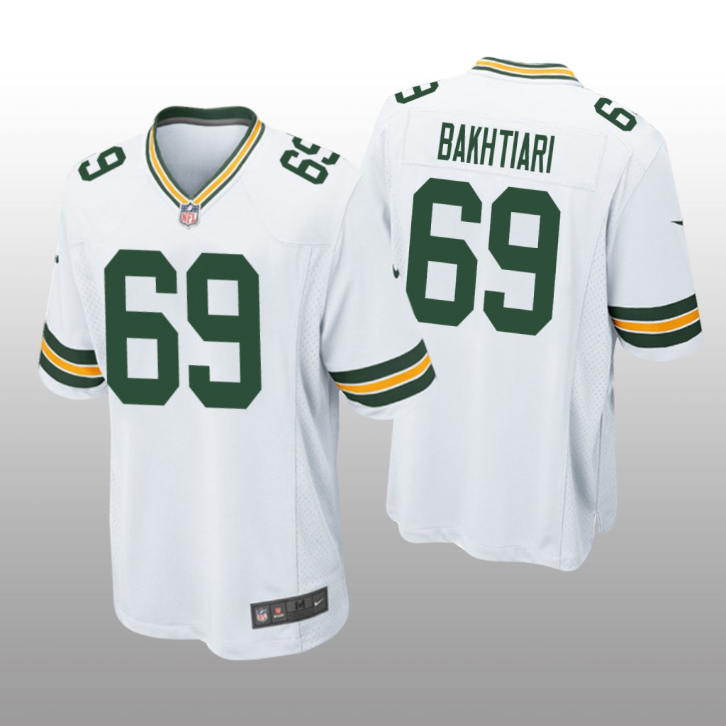 Green Bay Packers #69 White Men's David Bakhtiari Game Jersey