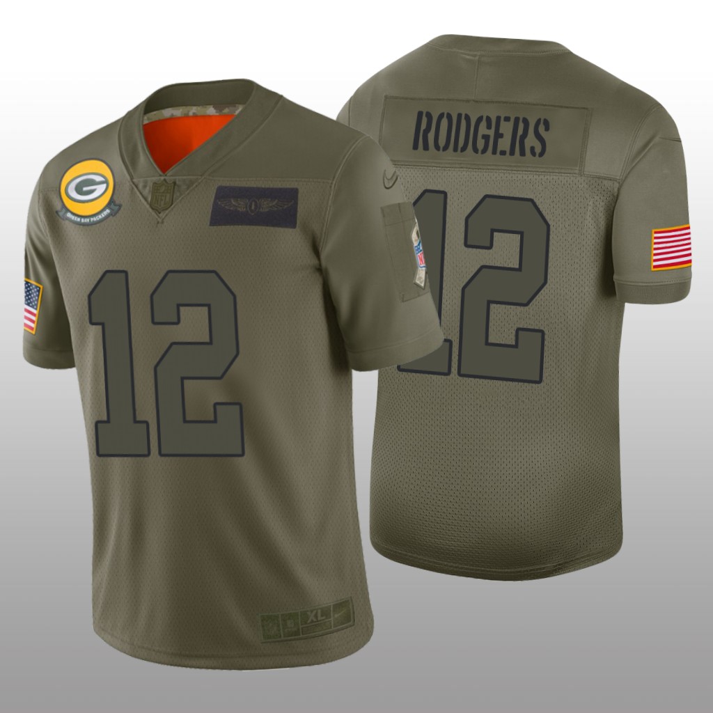 Green Bay Packers Aaron Rodgers Camo Limited Jersey 2019 Salute to Service - Men's
