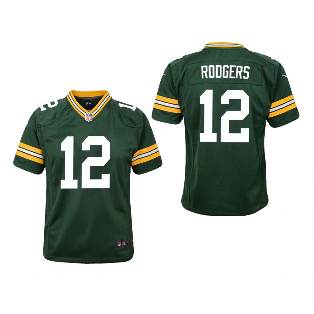 Green Bay Packers Aaron Rodgers Green Jersey Game - Youth