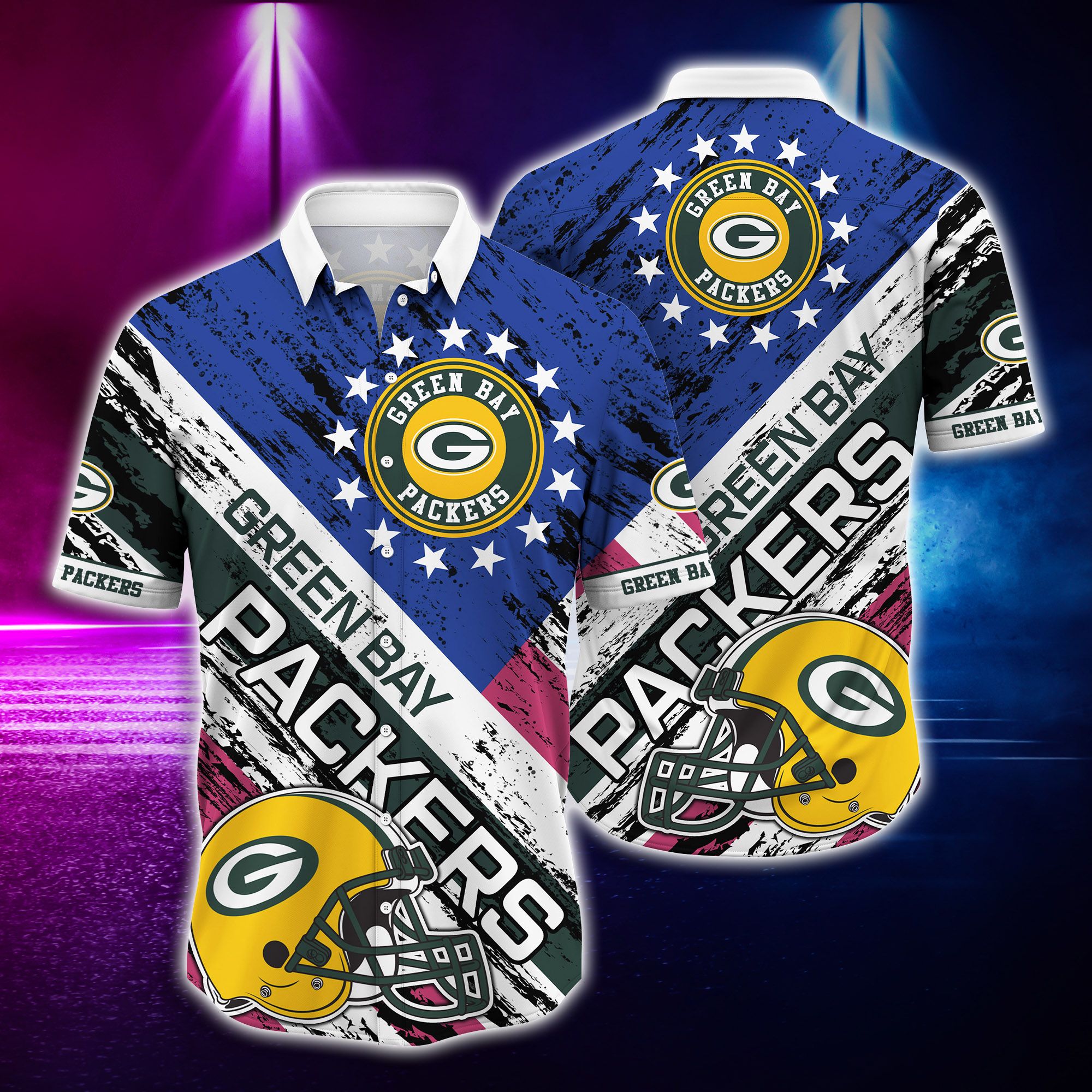 Green Bay Packers and rugby helmet Hawaiian Shirt