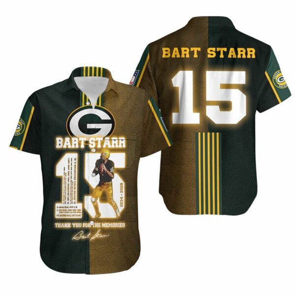 Green Bay Packers Bart Starr Thank You For The Memories Signature Legendary Captain For Packers Fans Hawaiian Shirt