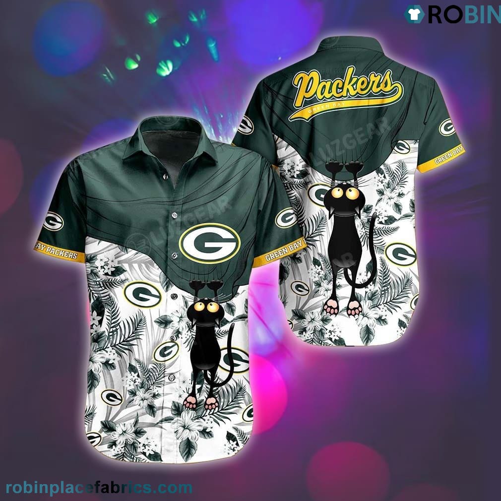 Green Bay Packers Black Cat Hawaiian Shirt