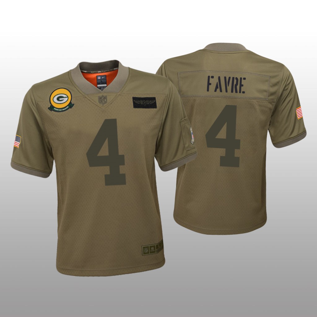Green Bay Packers Brett Favre Camo Game Jersey 2019 Salute to Service - Youth
