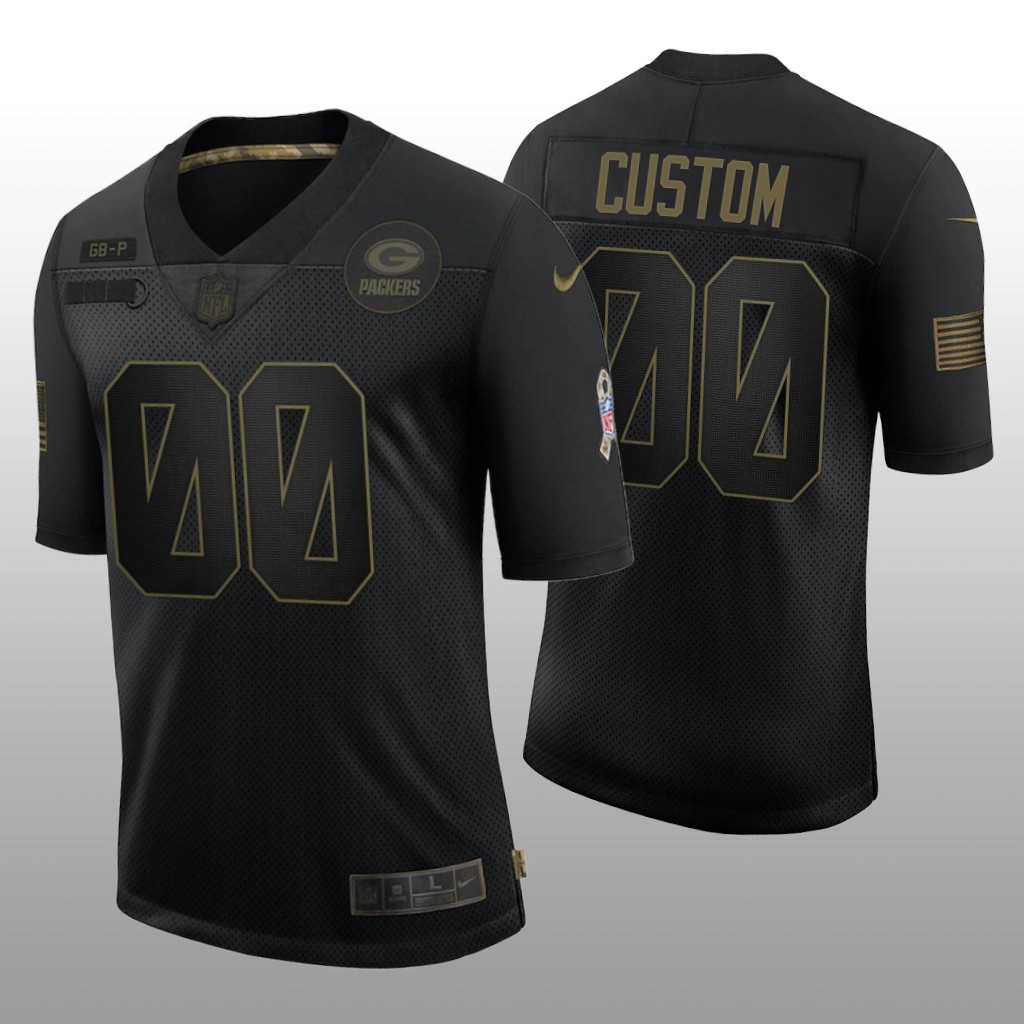 Green Bay Packers Custom Black Limited Jersey 2020 Salute to Service - Men's