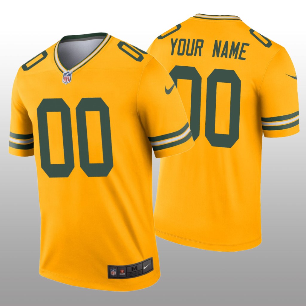 Green Bay Packers Custom Gold Jersey Inverted Legend - Men's