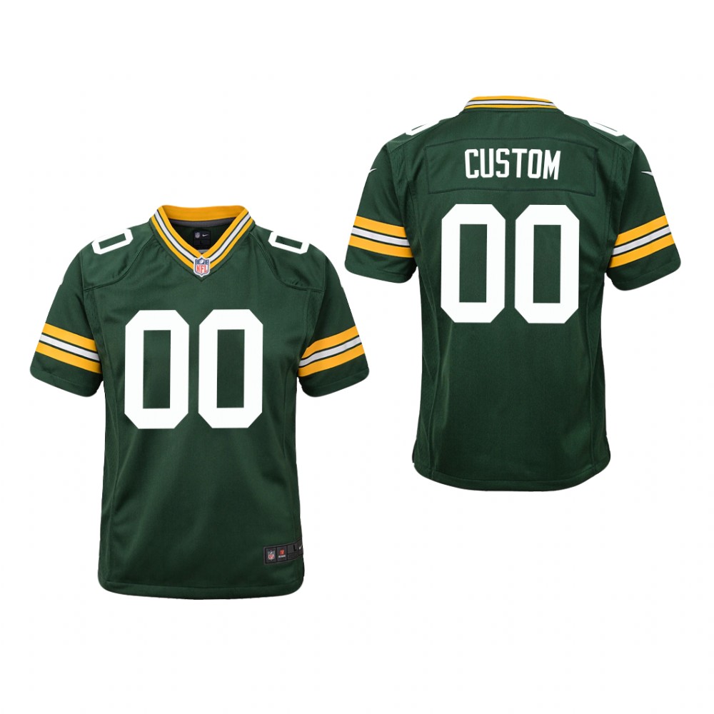 Green Bay Packers Custom Green Jersey Game - Youth