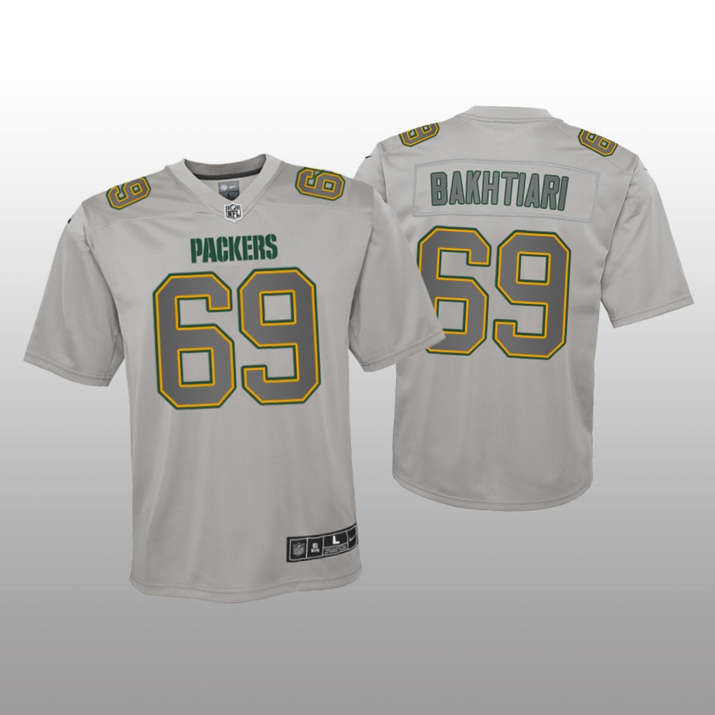 Green Bay Packers David Bakhtiari Gray Jersey Atmosphere Fashion Game - Youth