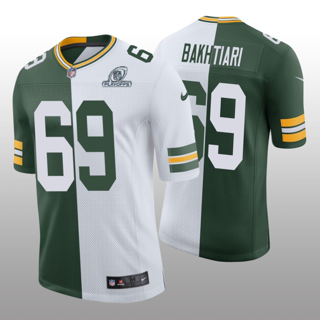 Green Bay Packers David Bakhtiari Green White Split 2020 NFL Playoffs - Men's