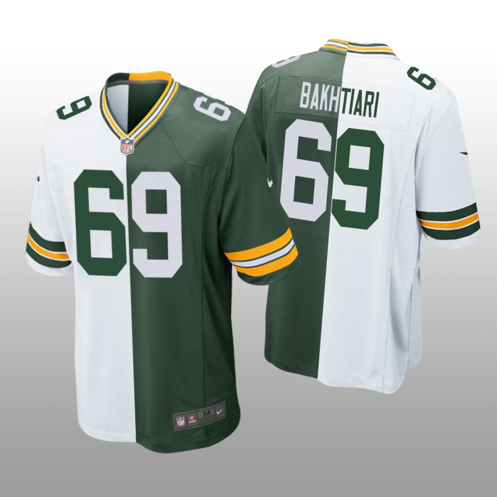 Green Bay Packers David Bakhtiari Green White Two Tone Jersey Split - Men's